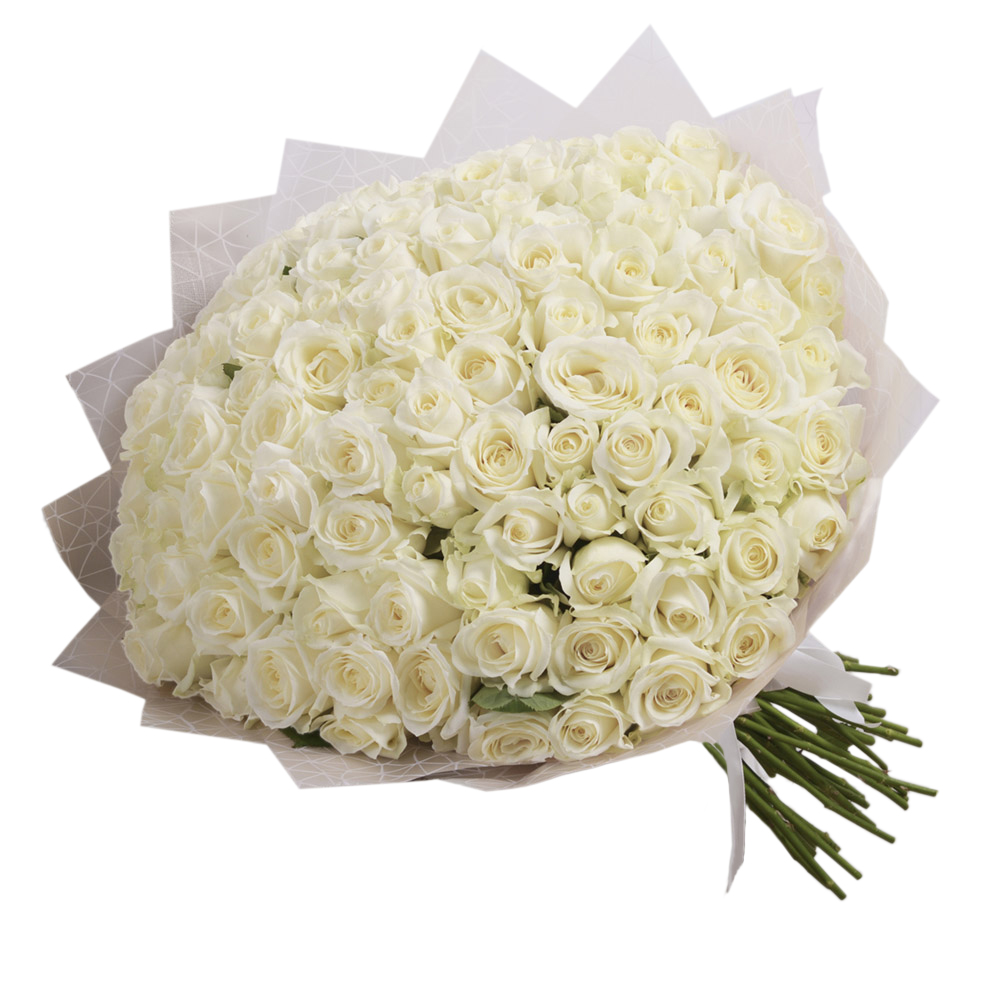 Букет из 101 белой розы premium 50 см