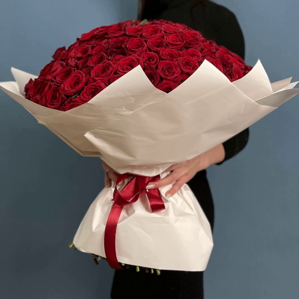 201 красная роза Premium  50 см.