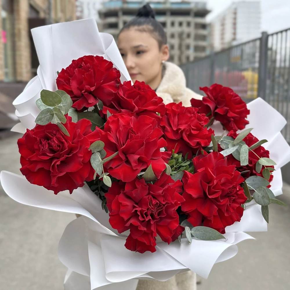 Французская красная роза 9 шт.