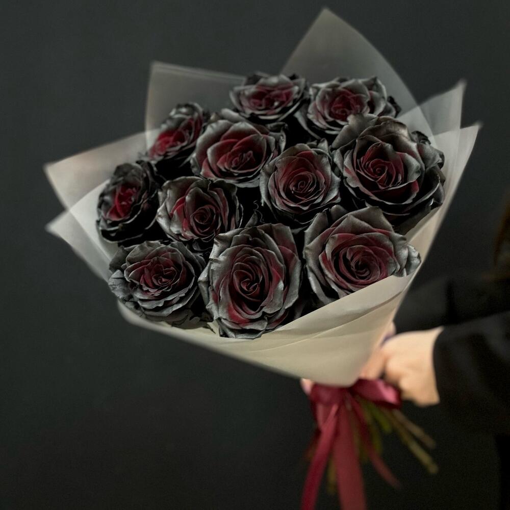 Букет из 11 чёрных роз Премиум