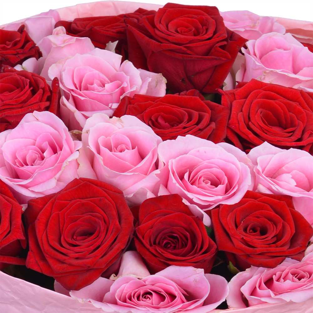 Букет из 35 разноцветных роз 40 см