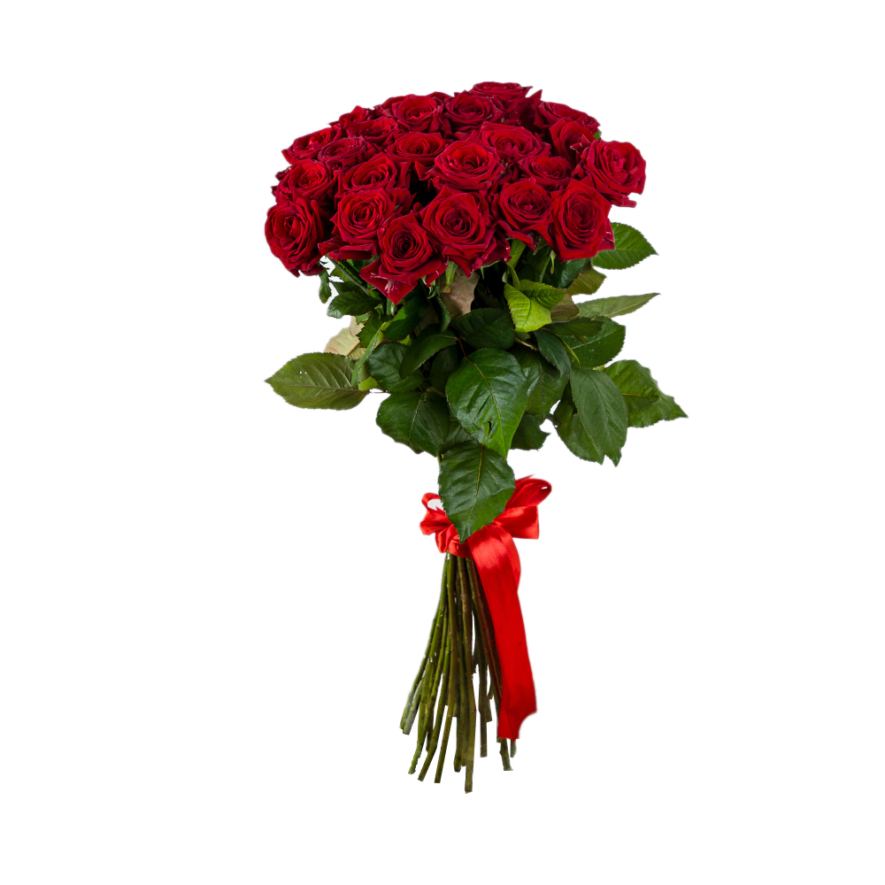 25 красных роз 60 см
