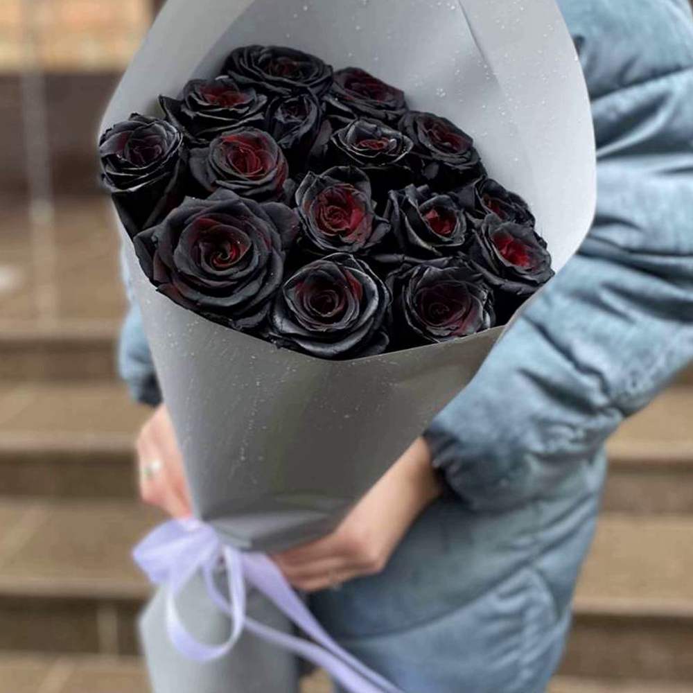 Букет из 15 чёрных роз Эквадор