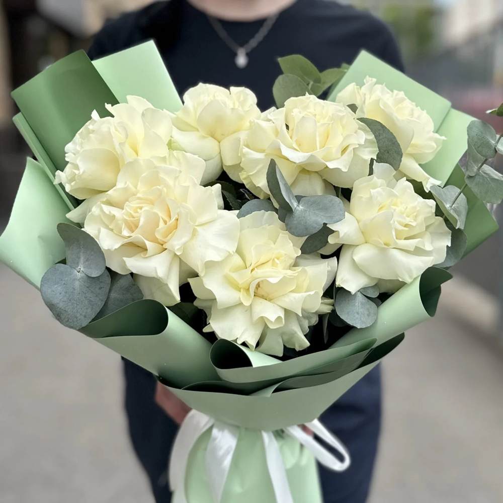 Французская белая роза 7 шт.