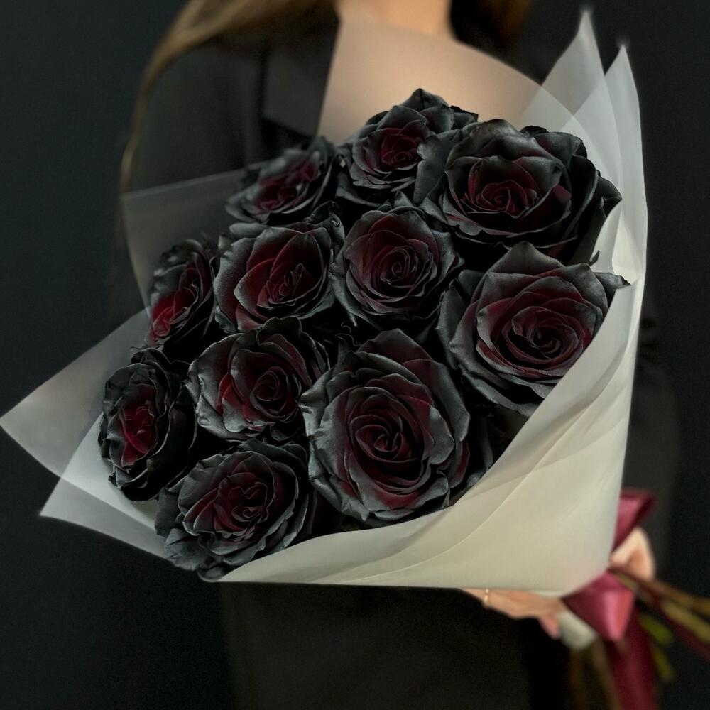 Букет из 11 чёрных роз Премиум