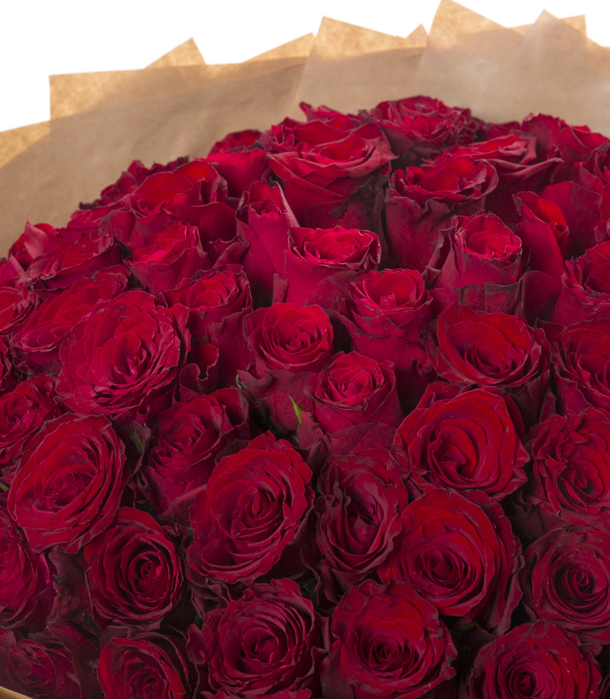 101 красная роза - ваза в подарок!