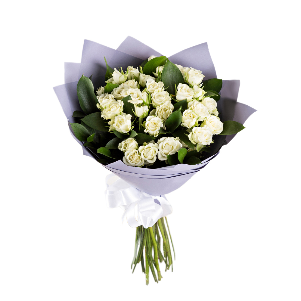 11 белых кустовых роз