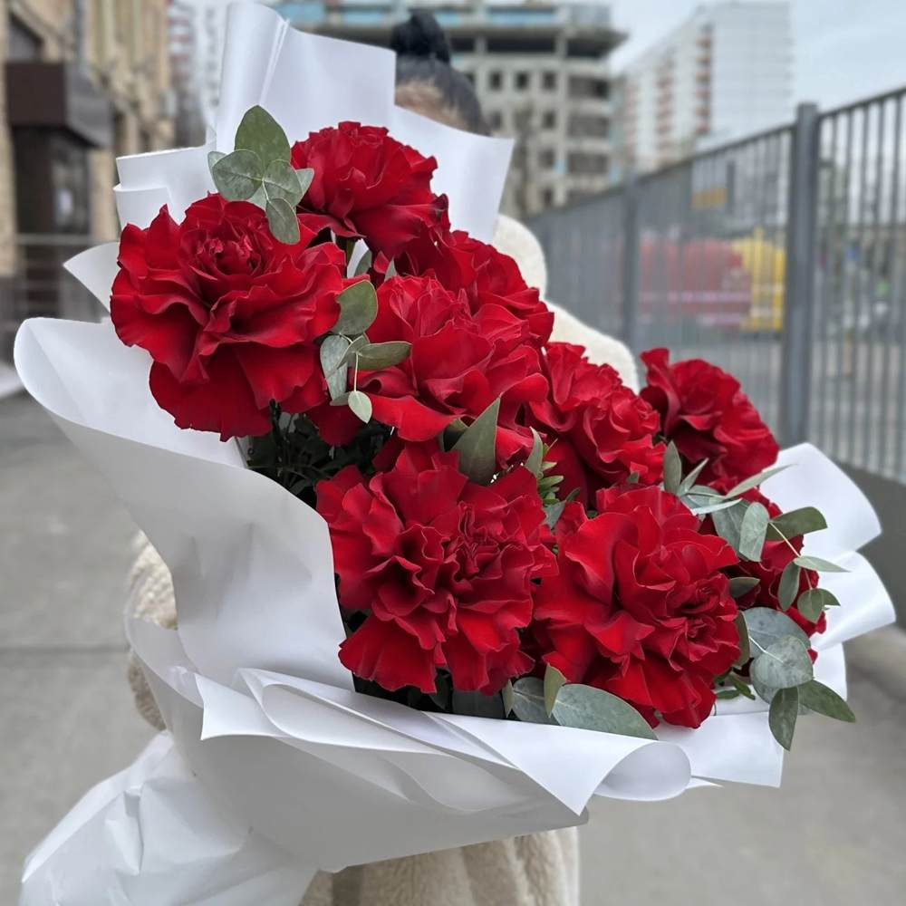 Французская красная роза 9 шт.