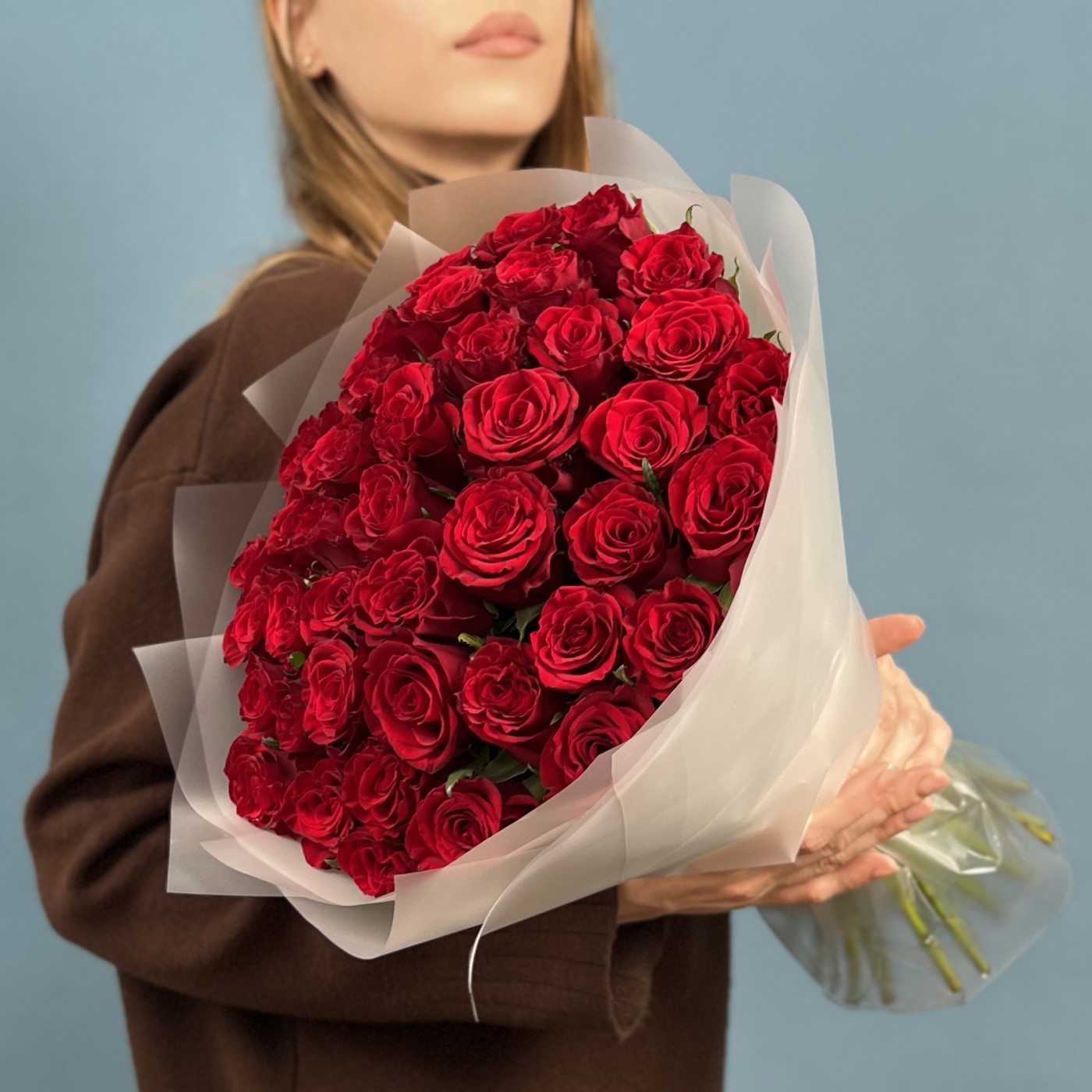 35 красных роз 40 см