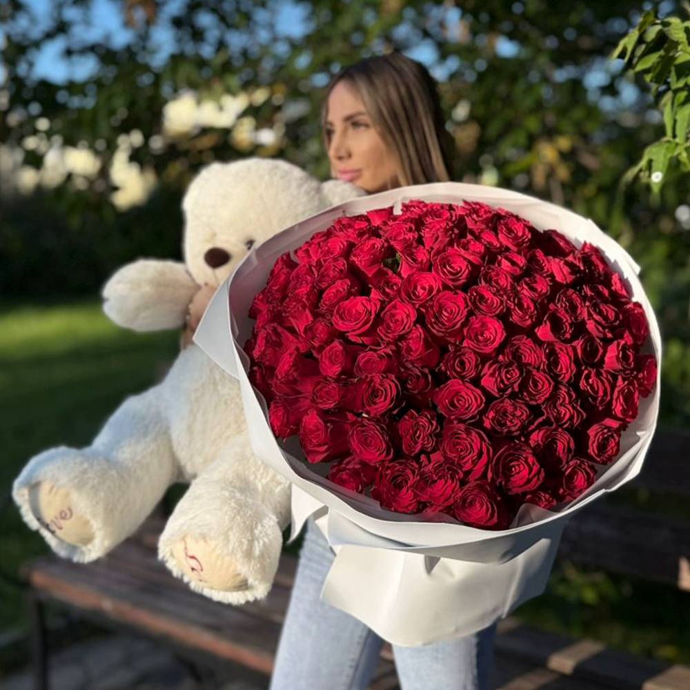 Акция! 101 красная роза 40 см.
