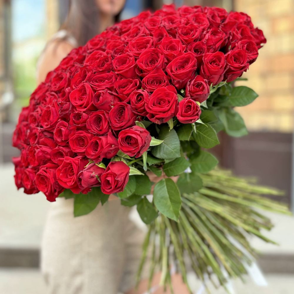 201 красная роза Premium 60 см.