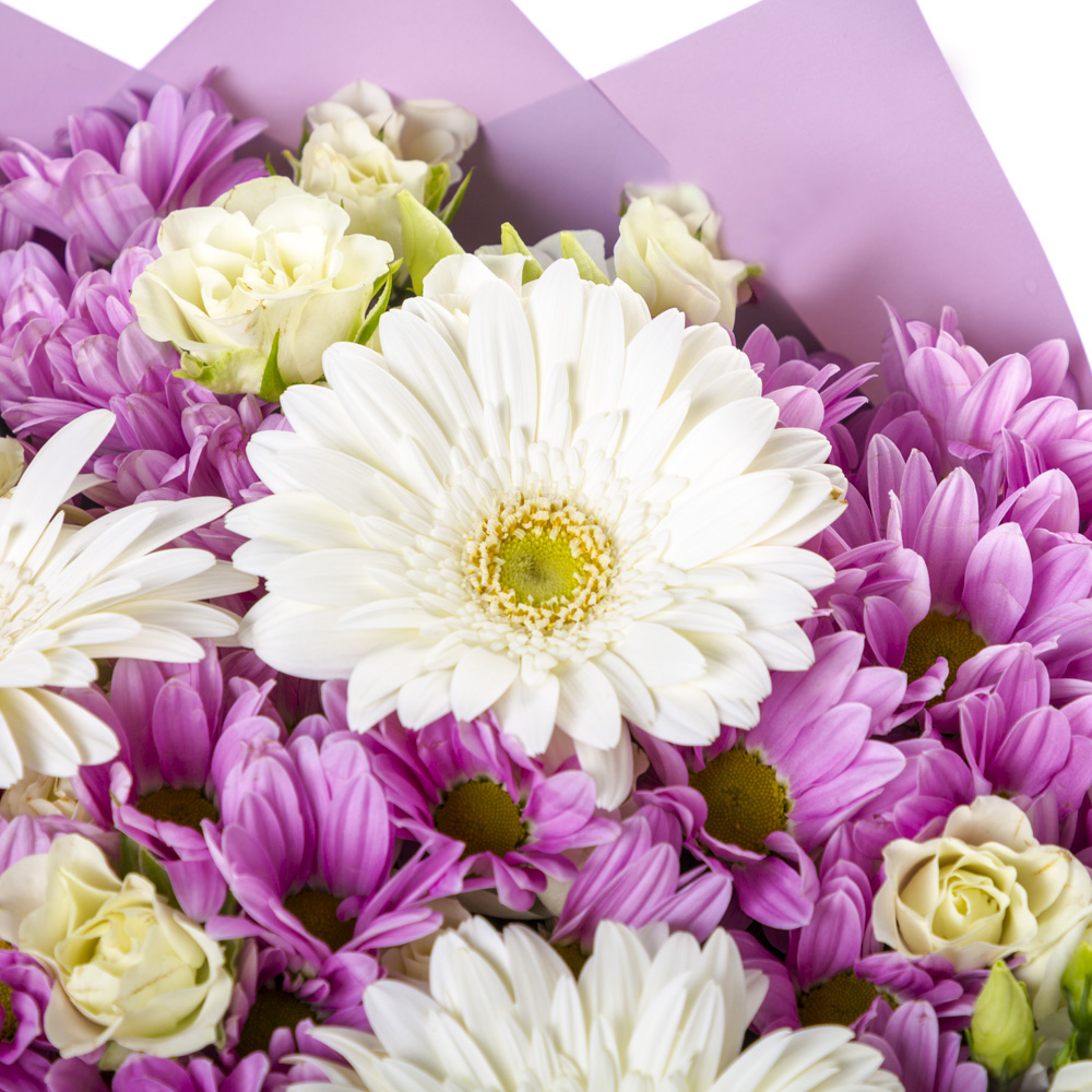 Букет из роз, гербер и эустом