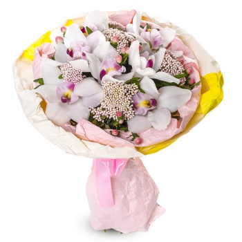 Букет из орхидей и озотамнуса