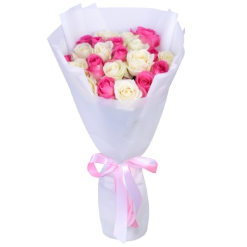 Букет из 21 разноцветной розы Premium 50 см