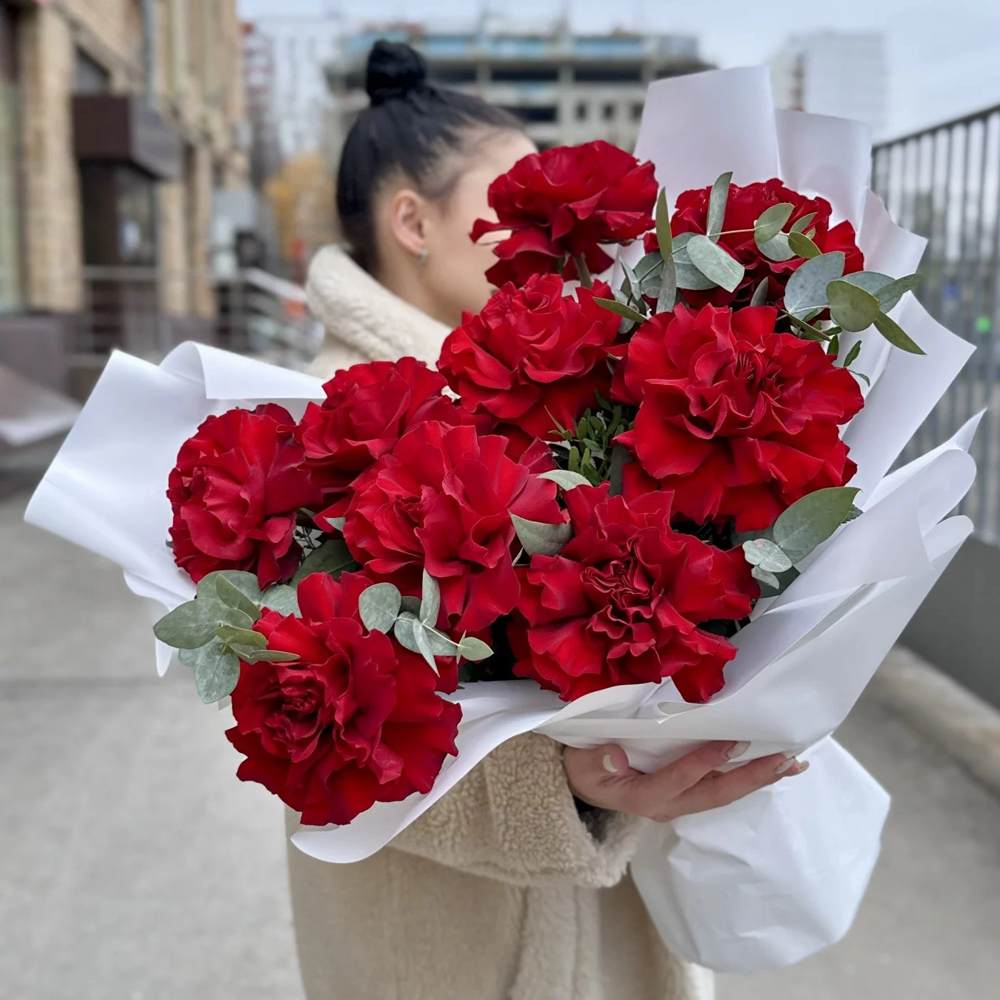 Французская красная роза 9 шт.