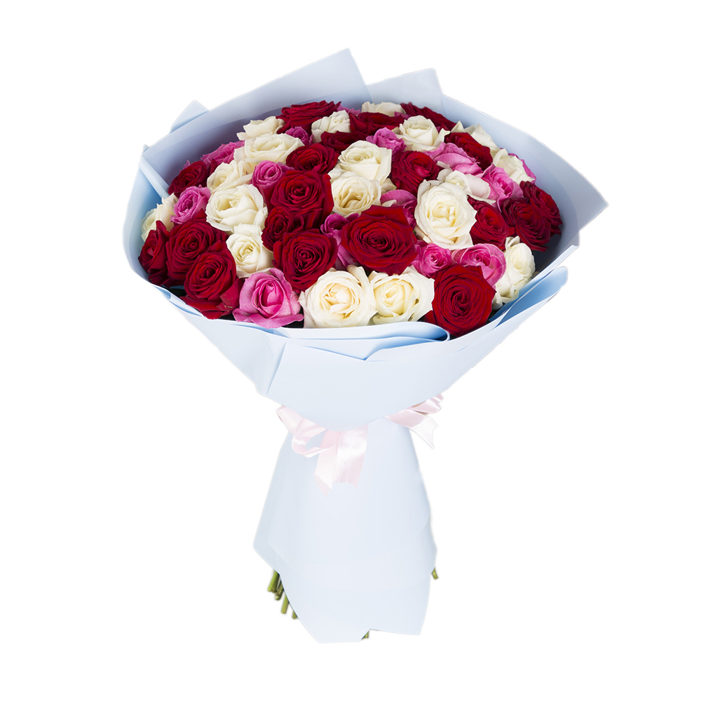 51 роза Premium микс 60 см