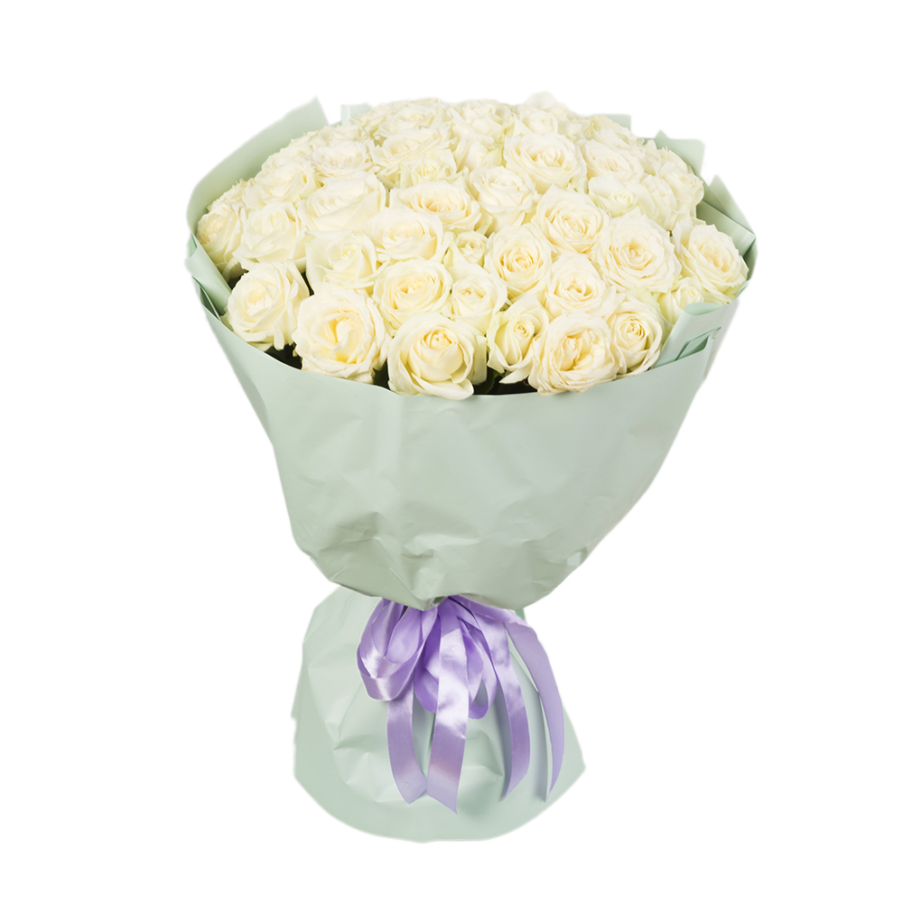 Букет из 51 белой розы 60 см