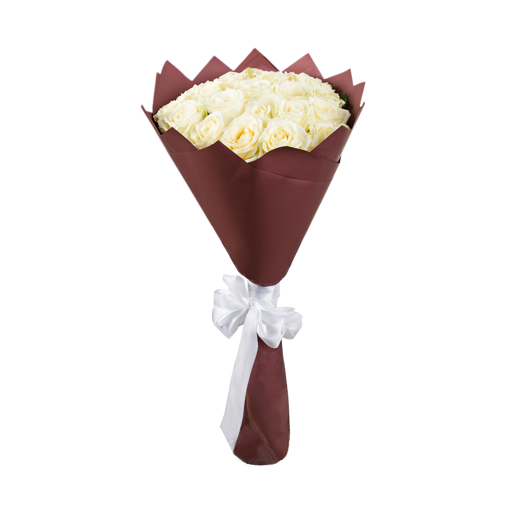 25 белых роз Premium 50 см