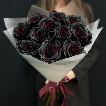 Букет из 11 чёрных роз Премиум
