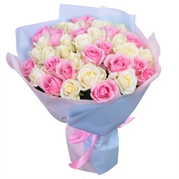 Букет из 35 разноцветных роз premium 40 см