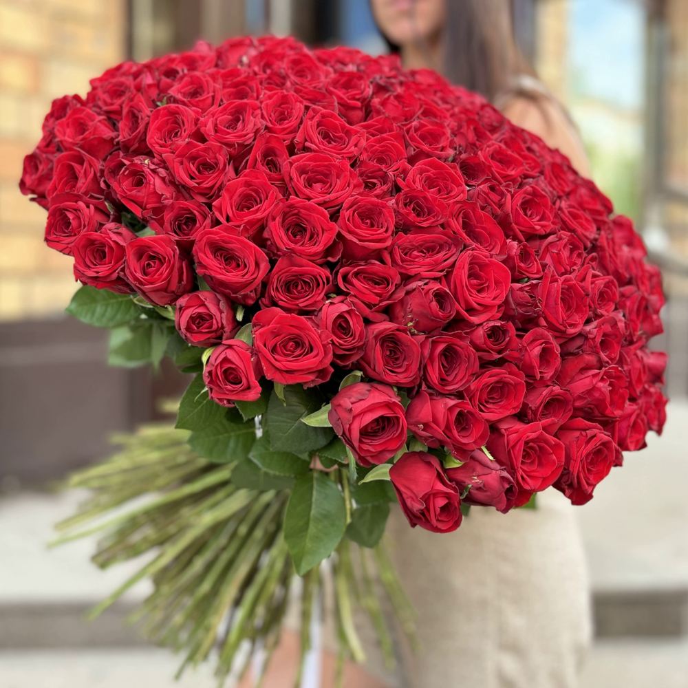 201 красная роза Premium 60 см.